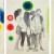 Indiens 6- Groupe - dessin sur papier -3 fois 65x50 cm- 2013